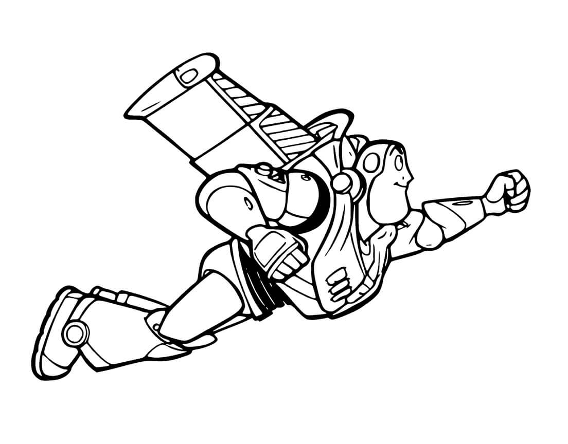 Dibujo de Simpatico Buzz Lightyear Volando para Colorear y Imprimir