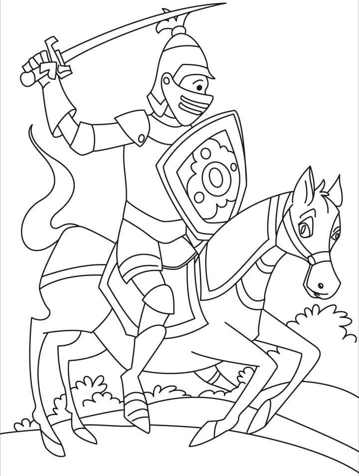Dibujo de Caballero Luchando para Colorear y Imprimir