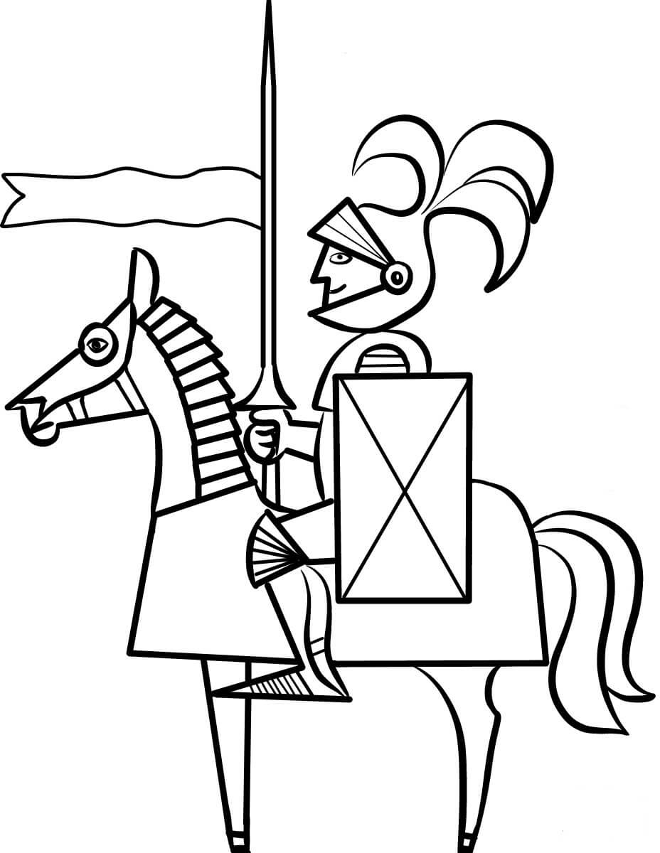 Dibujo de Caballo y Caballero para Colorear y Imprimir