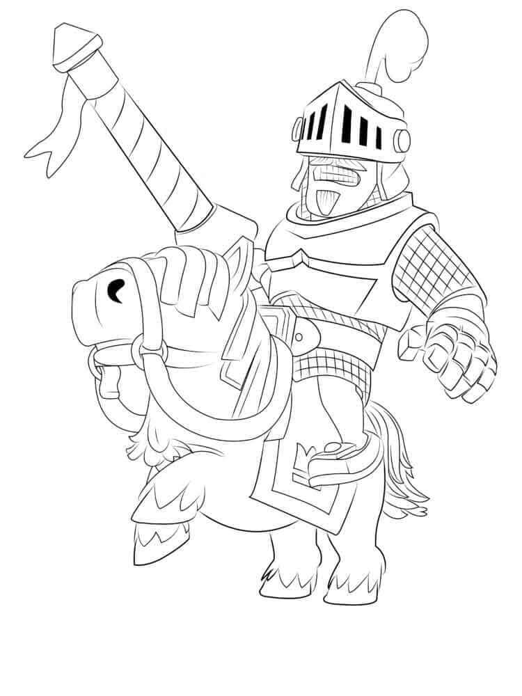 Dibujo de Choque Caballero Real para Colorear y Imprimir