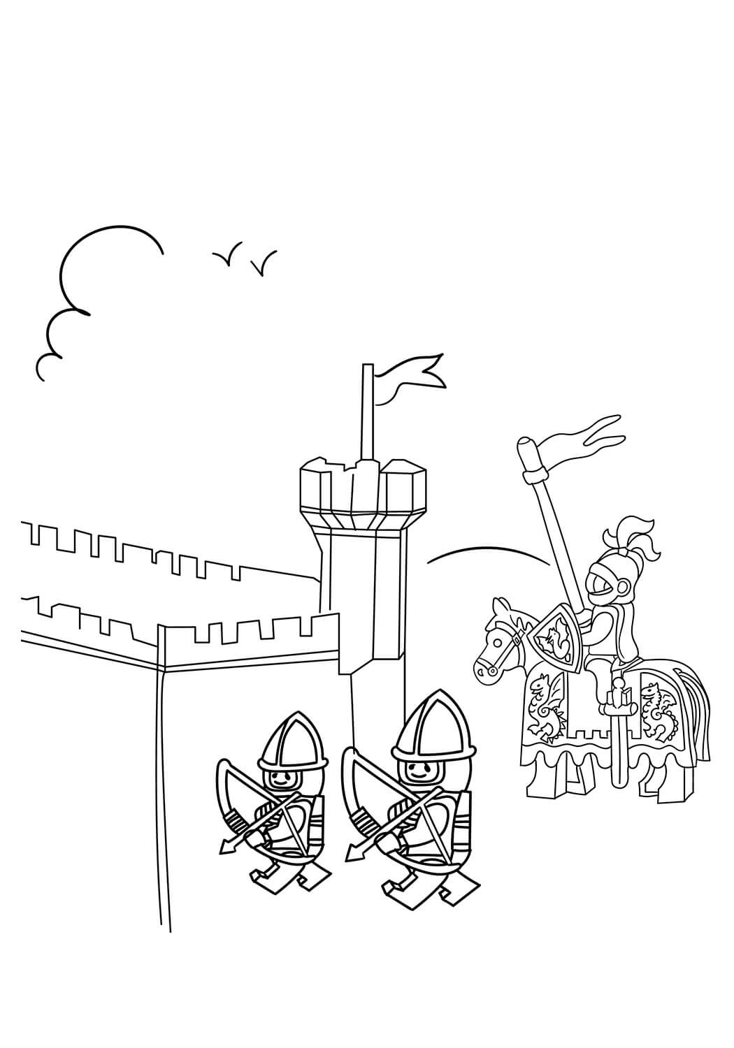Dibujo de Lego Caballero para Colorear y Imprimir
