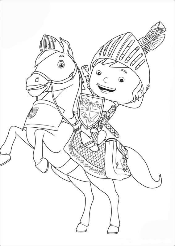 Dibujo de Mike El Caballero a Caballo para Colorear y Imprimir