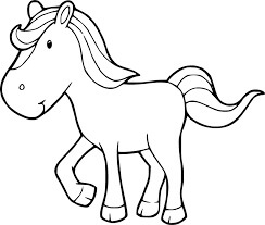 Dibujo de Caballo de Dibujos Animados Lindo Sonriendo para Colorear y Imprimir