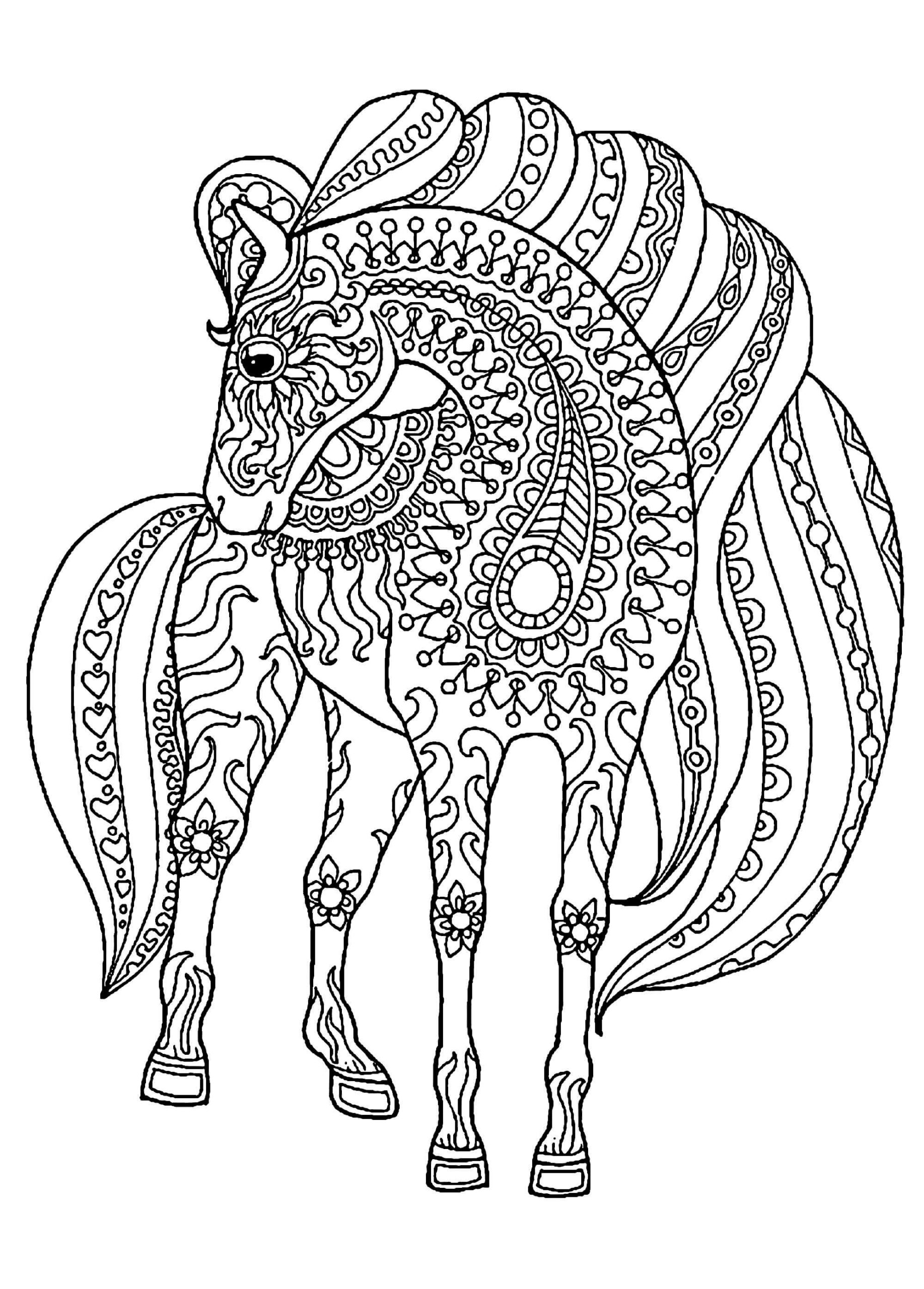 Dibujo de Caballo para Adulto para Colorear y Imprimir