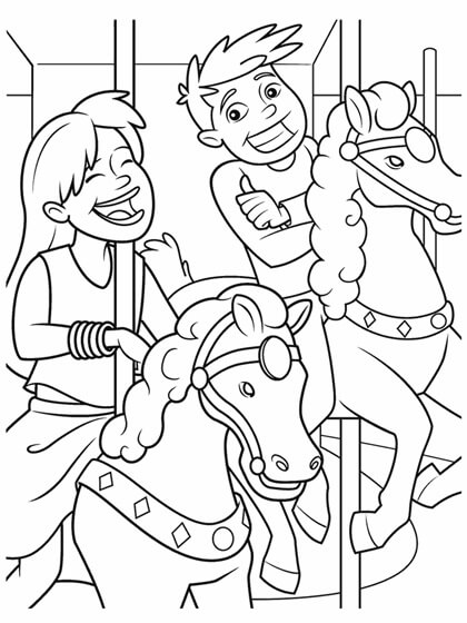 Dibujo de Caballos de Carrusel para Colorear y Imprimir