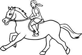 Dibujo de Chica Genial a Caballo para Colorear y Imprimir