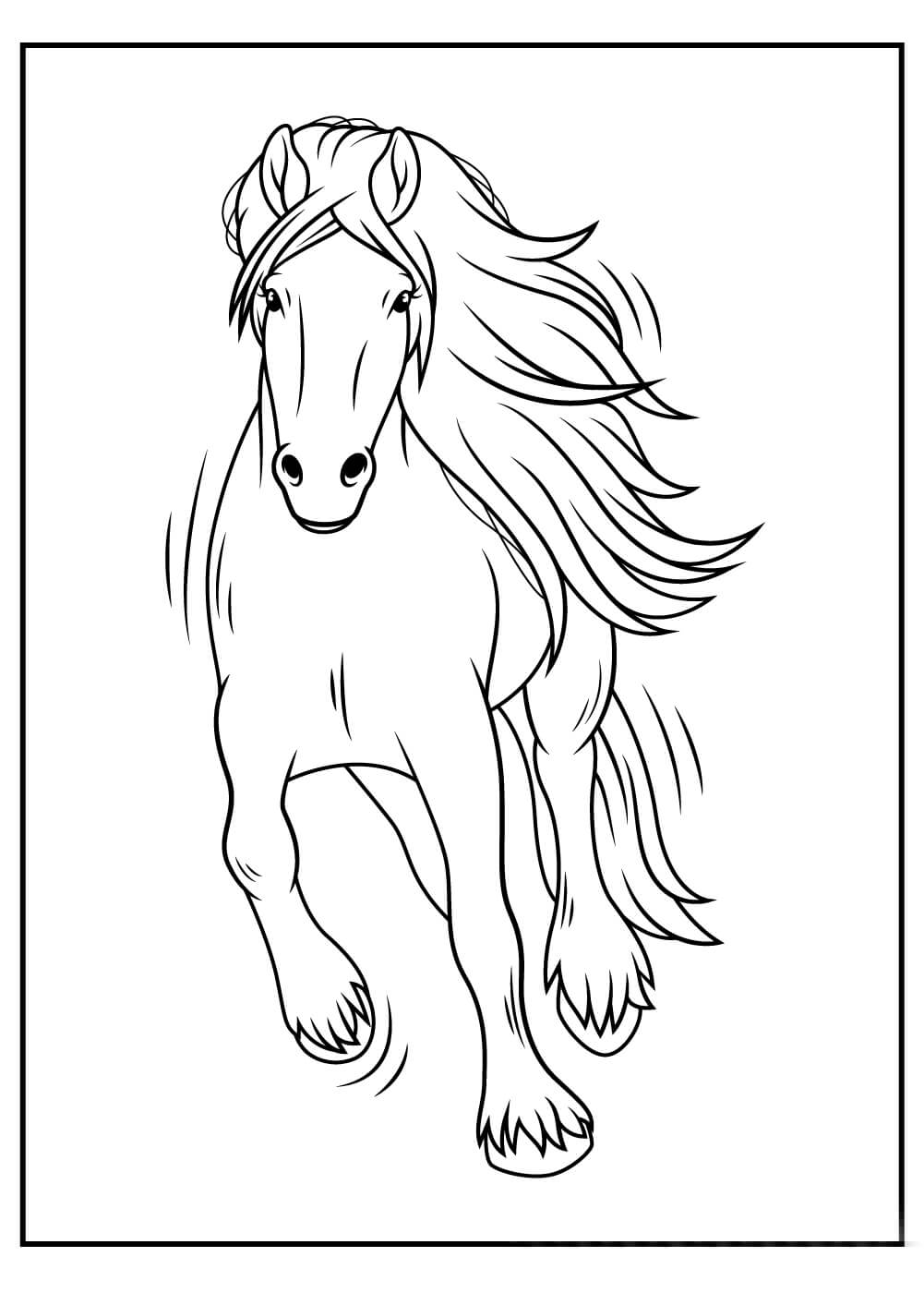 Dibujo de Hermoso Caballo Corriendo para Colorear y Imprimir