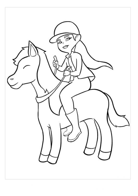 Dibujo de Mujer Sentada a Caballo para Colorear y Imprimir