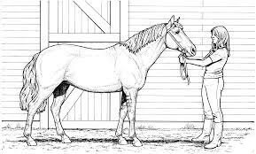 Dibujo de Mujer y Caballo Yegua para Colorear y Imprimir
