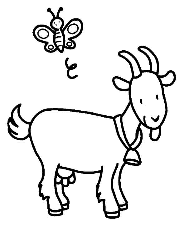 dibujo cabra y mariposa para colorear