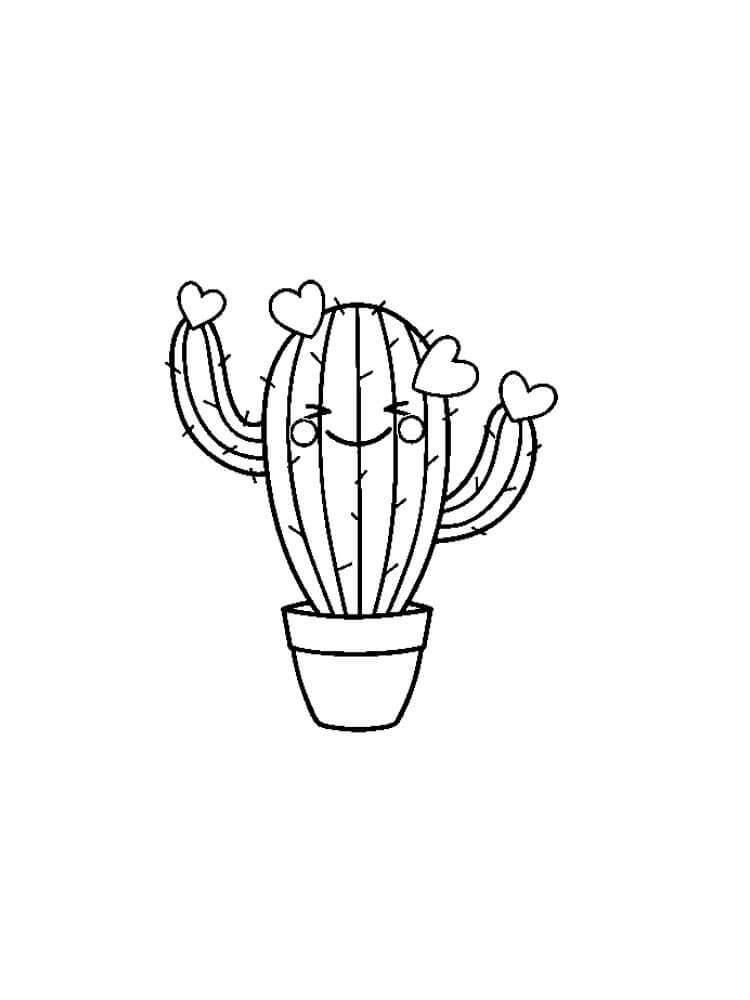 Dibujo de Cacto Adorable para Colorear y Imprimir