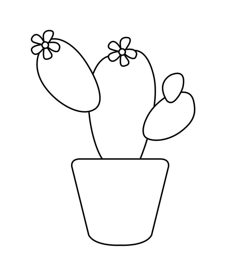 Dibujo de Cactus Fácil para Colorear y Imprimir
