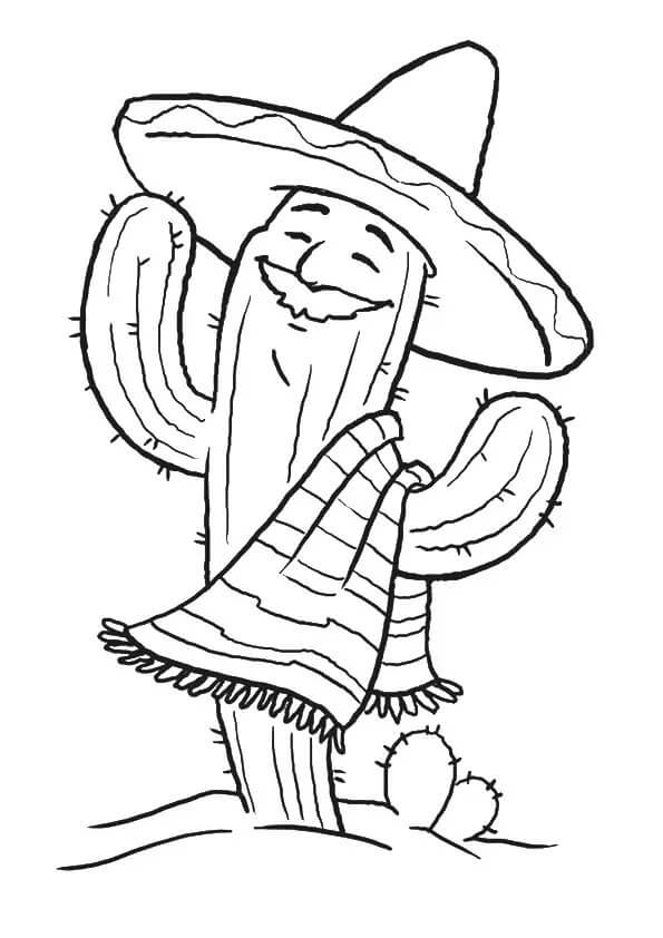 Dibujo de Divertido Cactus para Colorear y Imprimir
