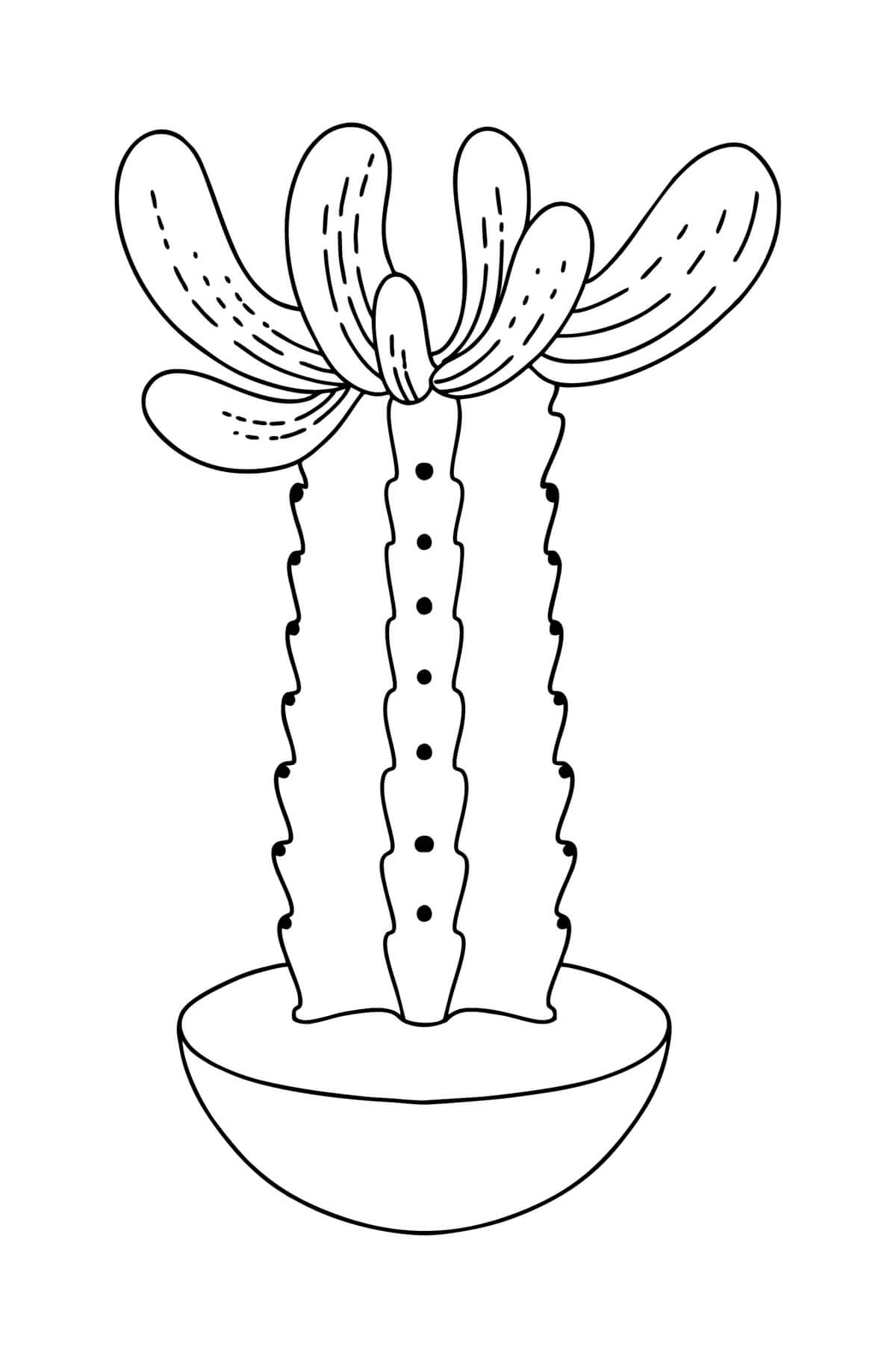Dibujo de Impresionante Cactus En Maceta para Colorear y Imprimir