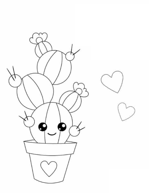 Dibujo de Lindo Cacto para Colorear y Imprimir