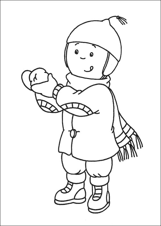 Dibujo de Caillou En El Invierno para Colorear y Imprimir