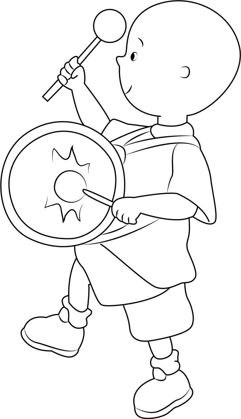 Dibujo de Caillou Golpeando El Tambor para Colorear y Imprimir