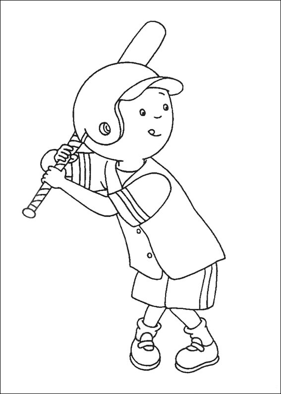 Dibujo de Caillou Jugando Béisbol para Colorear y Imprimir