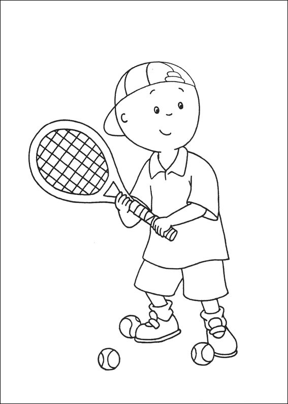 Dibujo de Caillou Jugando Tenis para Colorear y Imprimir