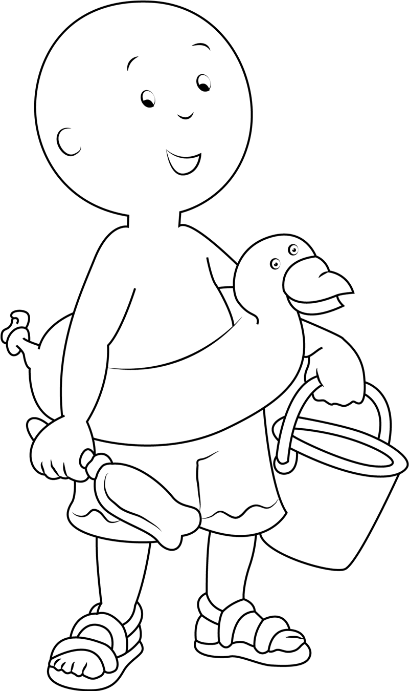 Dibujo de Caillou Ve a Nadar para Colorear y Imprimir
