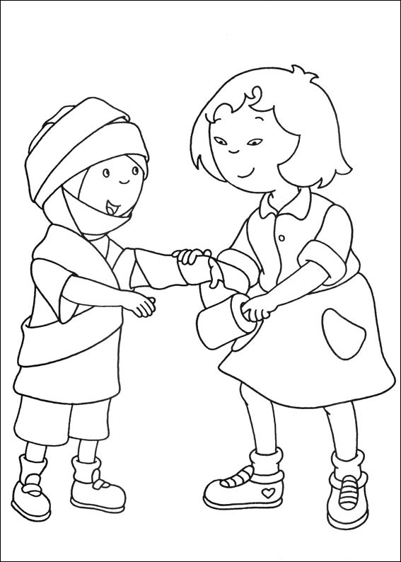 Dibujo de Caillou y Sarah para Colorear y Imprimir