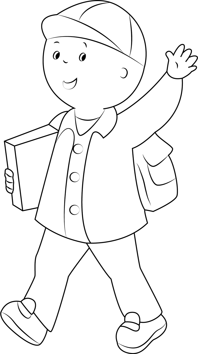 Dibujo de Caillou Yendo a La Escuela para Colorear y Imprimir