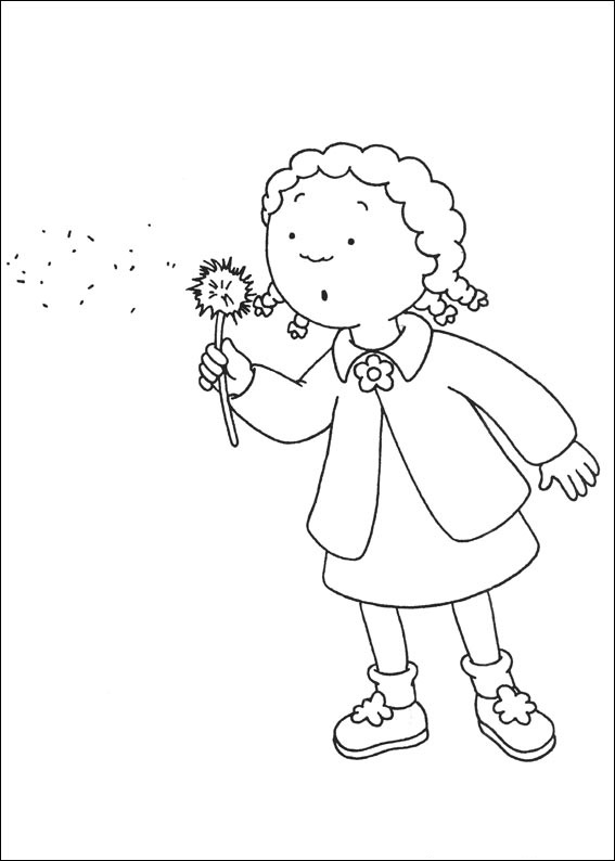 Dibujo de Clementine Soplando Diente de León para Colorear y Imprimir