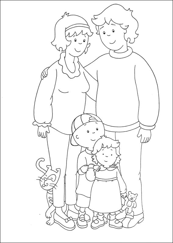 Dibujo de Familia Caillou para Colorear y Imprimir
