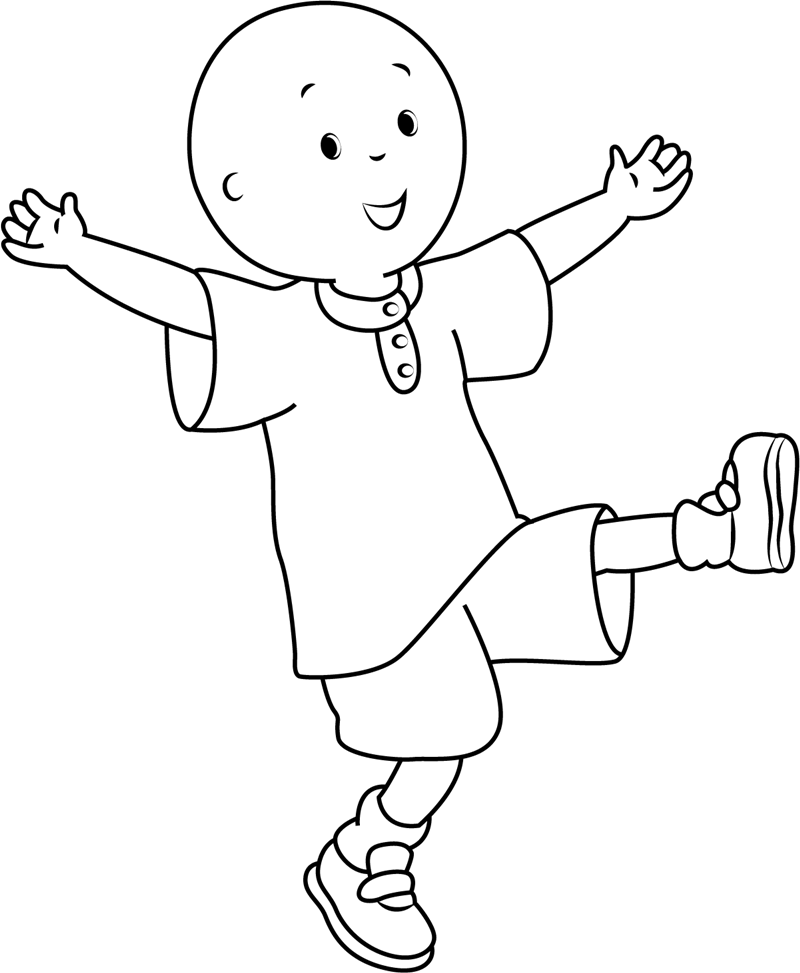 Dibujo de ¡Feliz Caillou para Colorear y Imprimir
