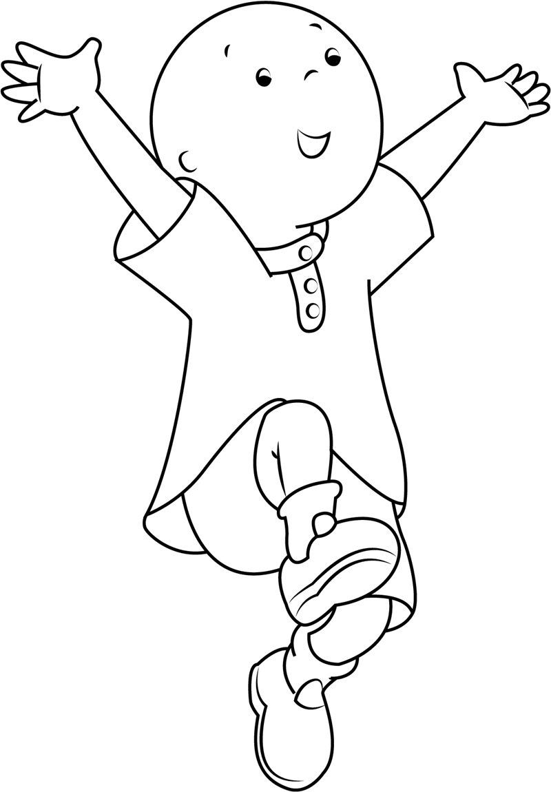 Dibujo de ¡Feliz Caillou Saltar para Colorear y Imprimir