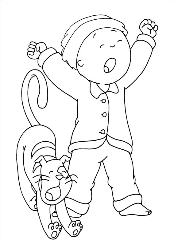 Dibujo de Gilbert y Caillou Bostezando para Colorear y Imprimir