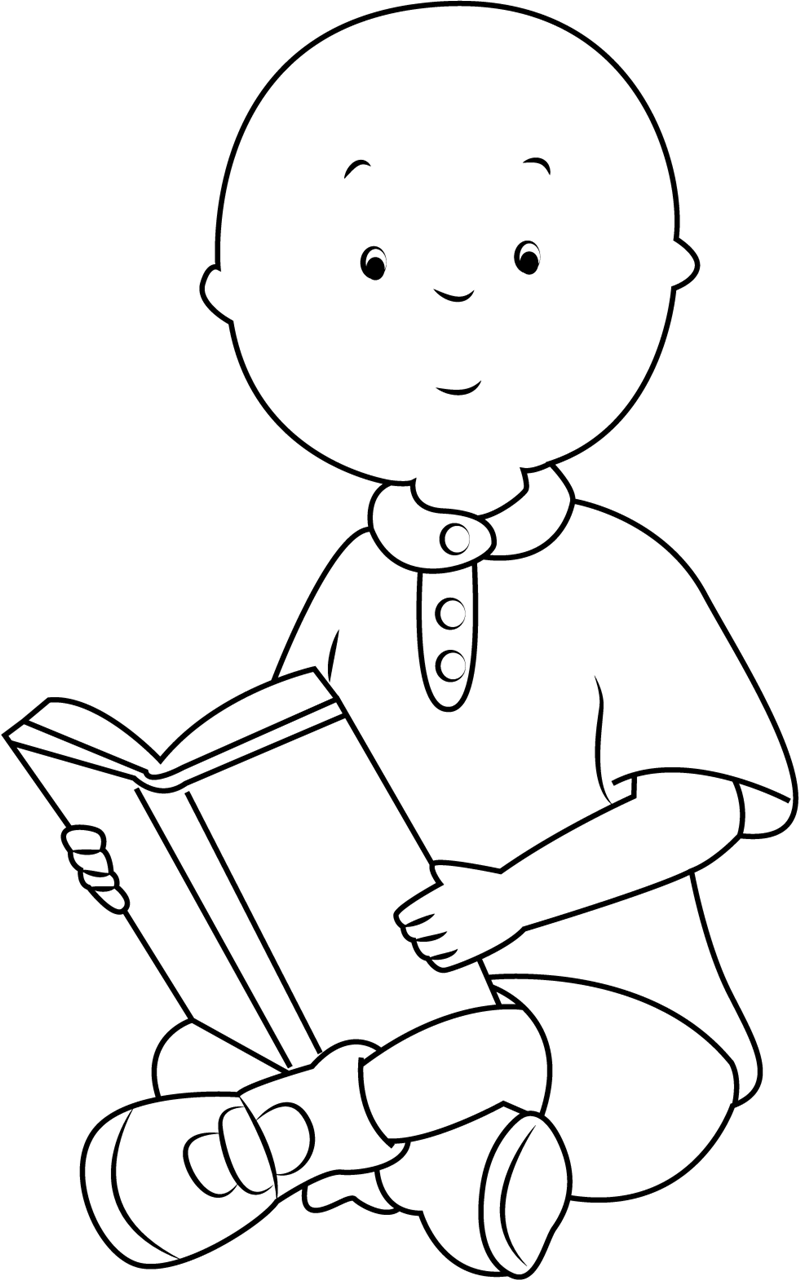 Dibujo de Libro de Lectura de Caillou para Colorear y Imprimir