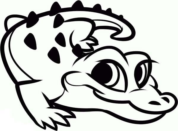 Dibujo de Bebé Cocodrilo Sonriendo para Colorear y Imprimir