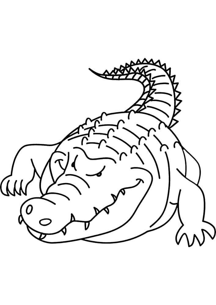 Dibujo de Cocodrilo Caminando para Colorear y Imprimir