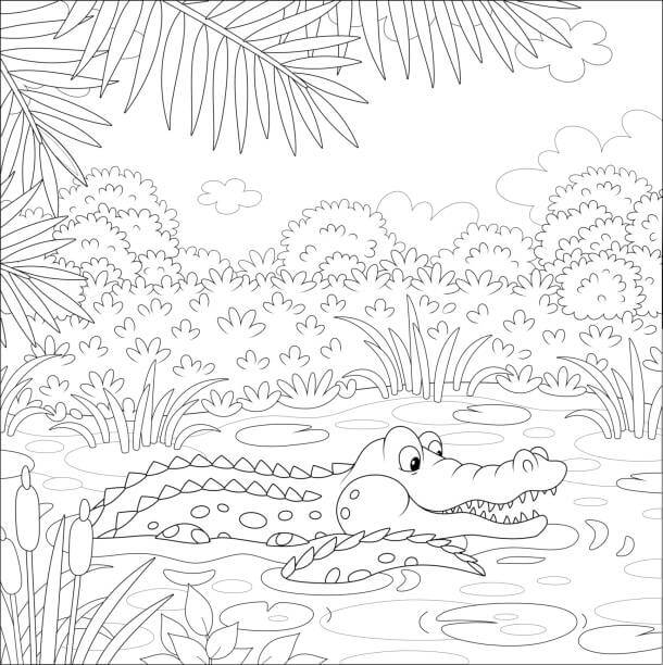 Dibujo de Cocodrilo En El Barro para Colorear y Imprimir