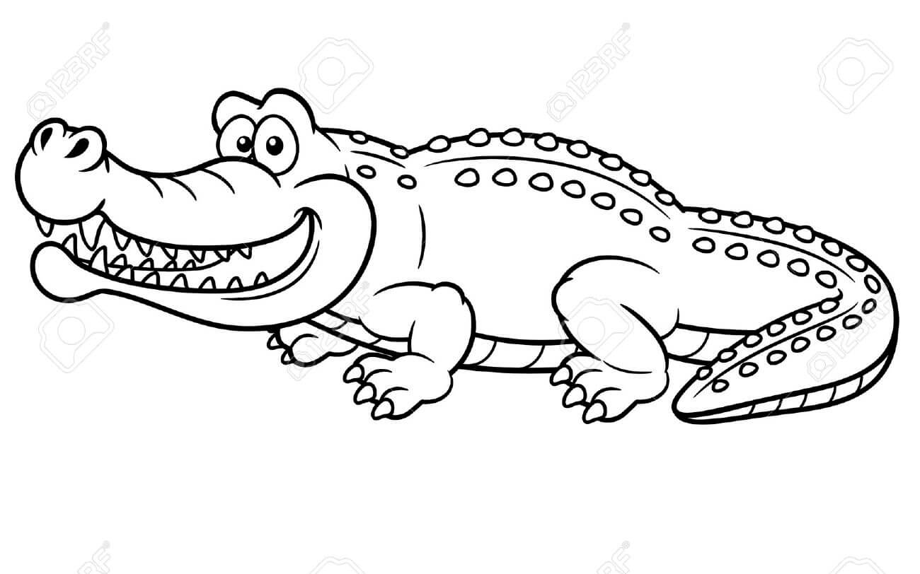 Dibujo de Cocodrilo ¡Feliz para Colorear y Imprimir