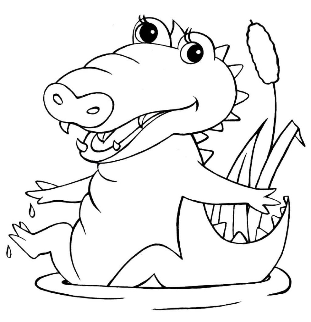 Dibujo de Cocodrilo Jugando Bajo El Agua para Colorear y Imprimir