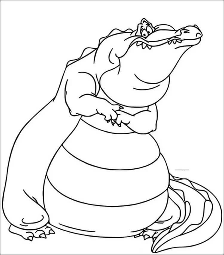 Dibujo de dos Cocodrilos Gordos para Colorear y Imprimir