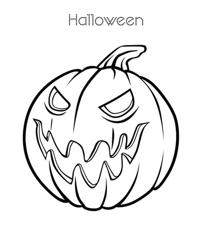 dibujo calabaza aterradora basica para colorear