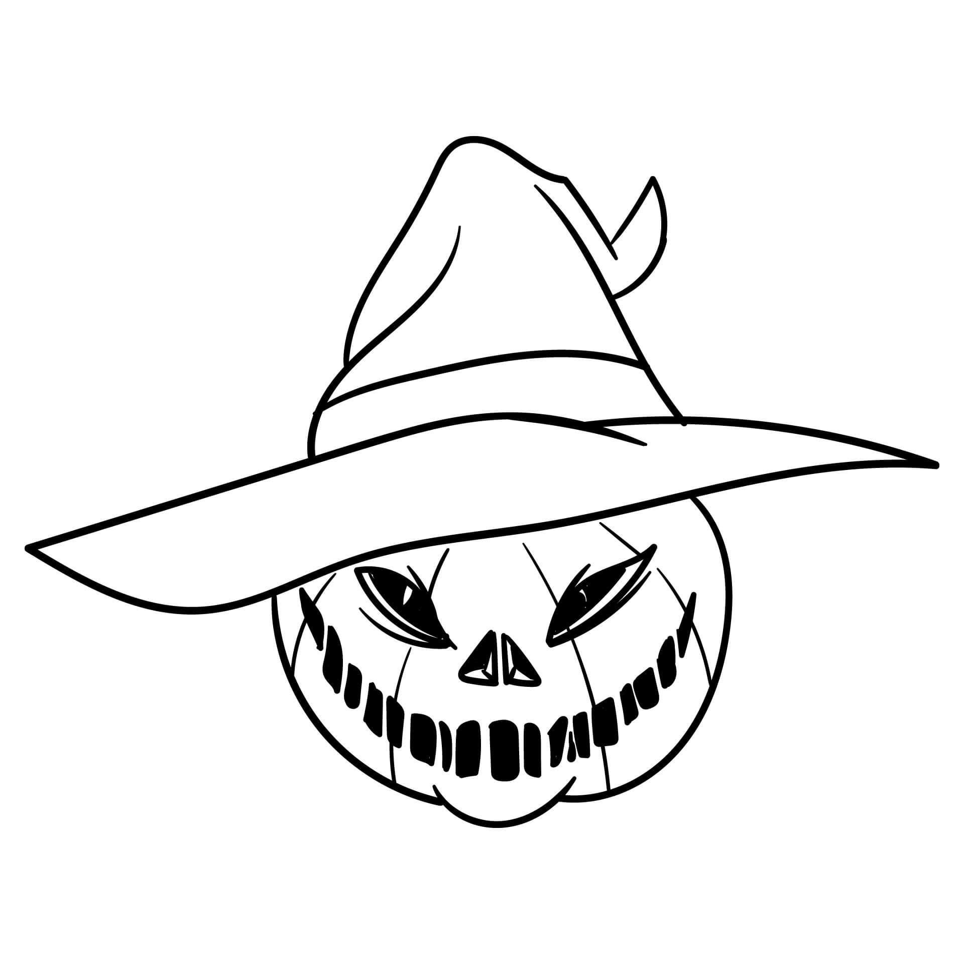dibujo calabaza bruja basica para colorear