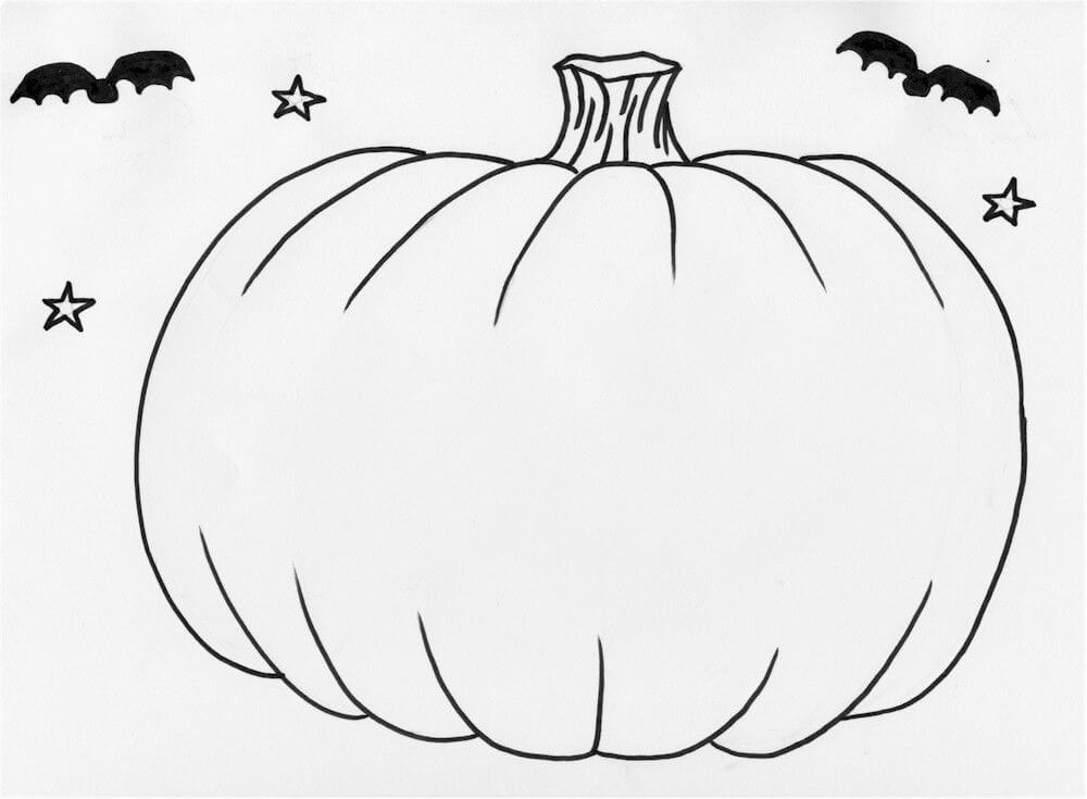 dibujo calabaza y murcielago para colorear