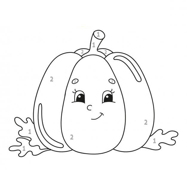 dibujo colorear por numeros una calabaza sonriente para colorear