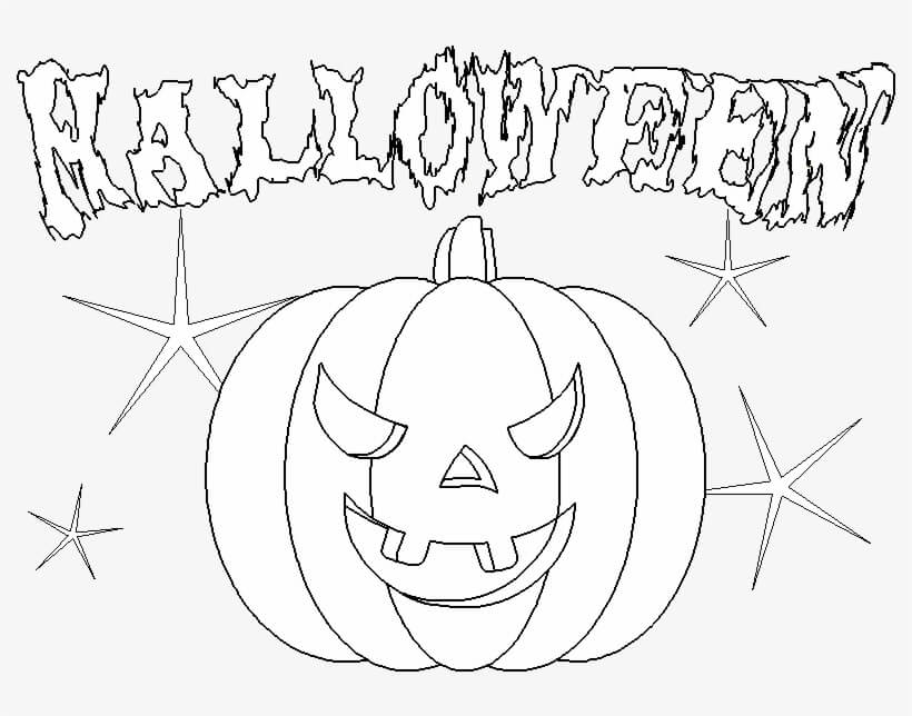 Dibujo de Calabaza de Miedo para Colorear y Imprimir