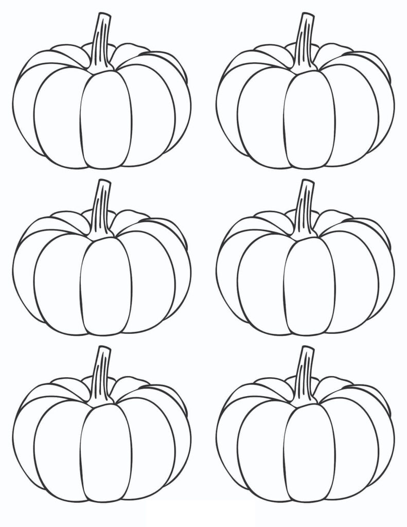 Dibujo Seis Calabazas Para Colorear