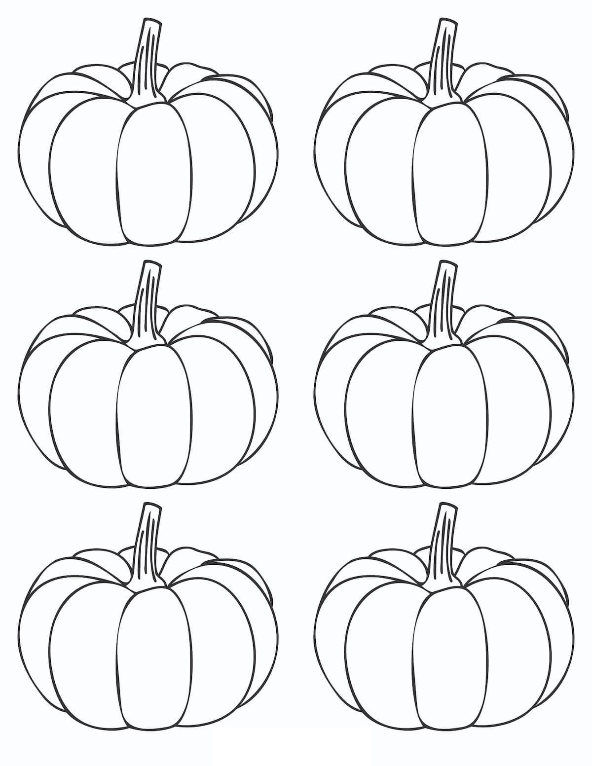 dibujo seis calabazas para colorear