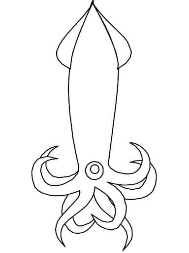 Dibujo de Adorable Calamar para Colorear y Imprimir
