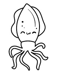 Dibujo de Calamar Kawaii para Colorear y Imprimir
