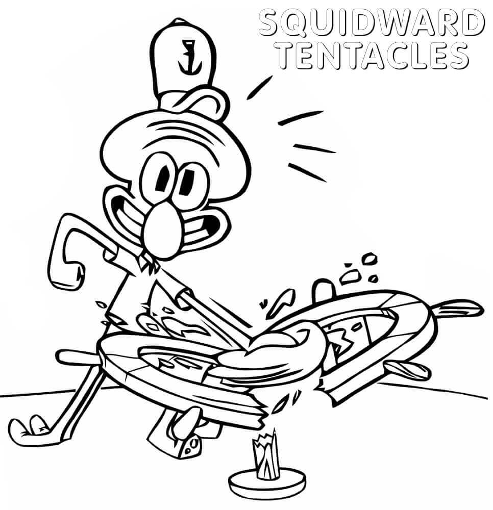 Dibujo de Divertidos Tentáculos de Calamardo para Colorear y Imprimir
