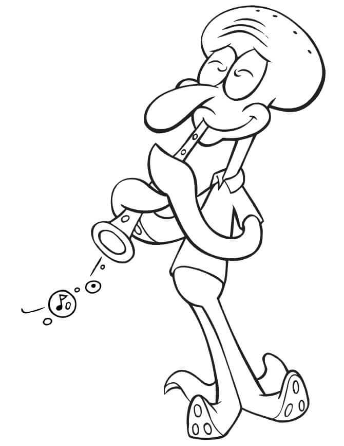 Dibujo de Flauta de Tentáculos de Calamardo para Colorear y Imprimir