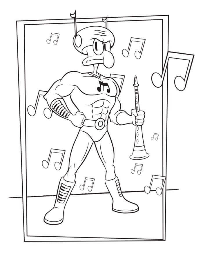 Dibujo de Fuertes Tentáculos de Calamardo para Colorear y Imprimir